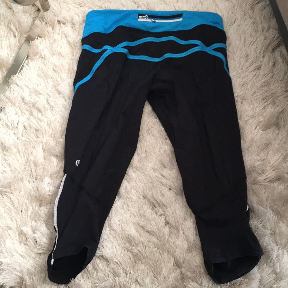 Lightly used black/blue size 6 Lululemon crops